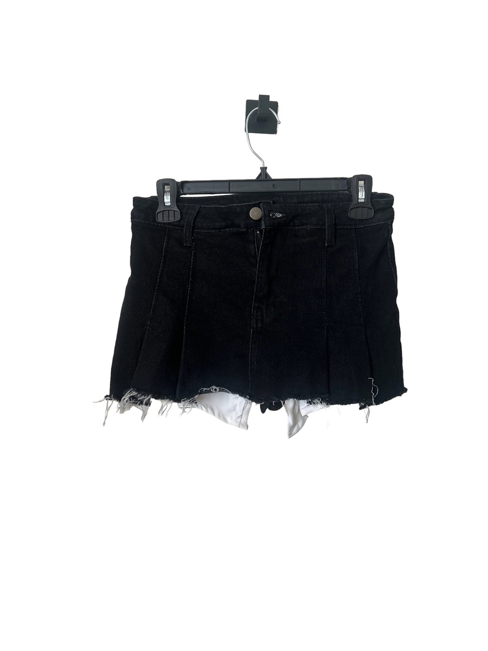 Windsor Black Denim Pleated Skort Mini Skirt Raw Hem, Sz S, New With Tag